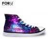 FORUDESIGNS Fashion Women Casual Galaxy Shoes Vulcanized High-Top & Low Canvas Shoes,Ladies Flats Female Lace-up Shoes for Girl