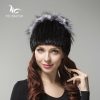 MOSNOW Brand New 2018 Genuine Mink Fur With Rex Rabbit Flower Elegant High Quality Knitted Warm Winter Women's Hats Beanie