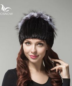 MOSNOW Brand New 2018 Genuine Mink Fur With Rex Rabbit Flower Elegant High Quality Knitted Warm Winter Women's Hats Beanie