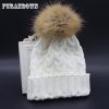 2018 Winter Autumn Wool Knitted Beanies Women's Hat 100% Real Raccoon Fur Pompom Beanie Hats For Women