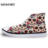 INSTANTARTS Women's High Top Skull Vulcanized Shoes Fashion Women Casual Lace-up High-top Canvas Shoes for Female Ladies Student