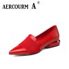 Aercourm A 2019 Women Genuine Leather Shoes Low Heel Women Shoes Heel Black Shoes Office Lady Sexy Party Shoes Big Size 34-43