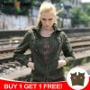 Brand Quality Hooded Women Jacket Spring Autumn Jackets Women Fashion Ladies Short Jacket Green Bomber Jackets Outwear Female