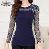 New 2018 Fashion High Quality Women's plus size lace blouse shirts ladies long sleeve slim Lace patchwork women Tops 160F 20