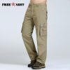 Freearmy Denim Pocket Man Pants Khaki Casual Men Jeans Loose Straight Male Cotton Trousers For Men Overalls Autumn Pants Style
