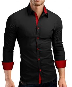 Men Shirt Brand 2018 Male High Quality Long Sleeve Shirts Casual Hit Color Slim Fit Black Man Dress Shirts 4XL C936