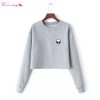Alien Printed Hoodies Casual Pullover Long Sleeve Top 2018 New O Neck Solid Women's Sweatshirt Cotton Hoodies S-XL Gray Black