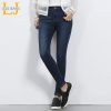 LEIJIJEANS Mid Waist For Women Skinny washing stretch Jeans Causal Demin Pant Plus Size 6XL Mid Elastic Full Length women Jeans