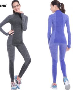BINAND New Women's Yoga Sets Fitness Sportswear Suits Long Sleeve Yoga Shirts Running Gym Yoga Top And Elastic Slim Pants 1 Set