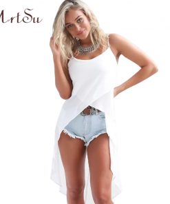 ArtSu Women Blouse 2019 Shirts Summer Off Shoulder Casual Chiffon Blouse Blusas Mujer Shirt Tops White Pink EPBL80046