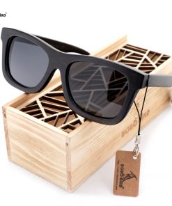 BOBO BIRD Original Wooden Men Sunglasses Casual Polarized Women Sun Glasses Black Framed With Gift Box gafas de sol mujer