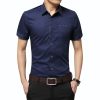 2018 Summer New Men's Shirt Brand Luxury Men Cotton Short Sleeves Dress Shirt Turn-down Collar Cardigan Shirt Men Clothes