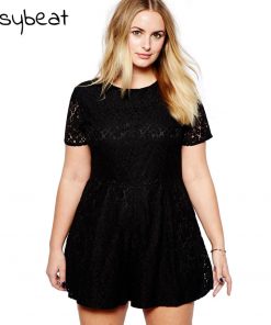 Lace Playsuit for Women Plus Size 4xl 5xl 6xl Rompers Womens Jumpsuit Short Women Clothing O Neck Short Sleeve Playsuits Summer