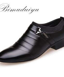 BIMUDUIYU Brand Artificial Leather Mens Formal Shoes Dress Shoes Fashion Business Affairs Design Oxford Wedding Shoes