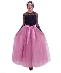 7 Layers Maxi Long Women Skirts Ladies Tulle Skirt Ankle-length Apparel Wedding Ball Gown Faldas Lotita Jupe Saia Longa