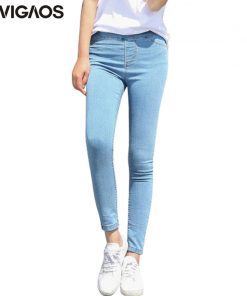 BIVIGAOS Spring Fall Women Simple Basic Jeans Elastic Denim Pants Pencil Jean Leggings Pants Jeggings For Women Jeans Trousers