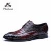 Mens formal shoes genuine leather oxford shoes for men black red dress shoes wedding shoes laces leather brogues 2019 spring