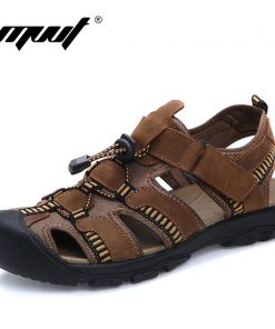 Quality plus size 47 sandals men comfort genuine leather men sandals classics summer sandals men non-slip outdoor beach sandals