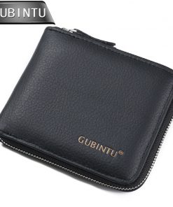 GUBINTU New arrival Men Wallets 100% Genuine Leather Zipper Around Wallet Card Holder Coin Purse Card Holder Wallet Purse