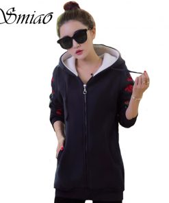 Smiao 2018 Fashion Embroidery Hoodie Women Sweatshirts Plus Size Long Sleeve Thicken Hoodie Winter Women's Pullover Tops S-4XL
