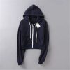 Womens Sweatshirts Hoodie Crop Top Cotton Women Long Sleeve High Waist Hooded Zipper Coat Casual Sweatshirts For Women
