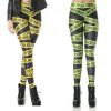 Fashion Womens Pirate Costume Leggins Galaxy Pants Digital Printing Yellow Green Police Cordon Woman Leggings
