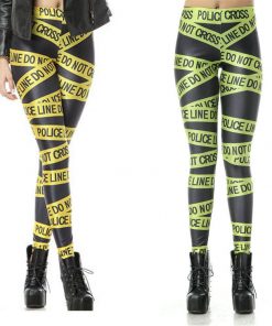 Fashion Womens Pirate Costume Leggins Galaxy Pants Digital Printing Yellow Green Police Cordon Woman Leggings