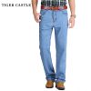 2018 New 100% Cotton Summer Thin Cool Men Jeans Baggy Blue Trousers Cotton Casual Male High Waist Washed Denim Pants