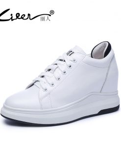 LIREN 2018 Summer Breathable Handmade Leather Women Casual Shoes Ladies Womens Genuine Leather Fashion Platform Breathable Shoes
