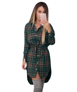 Women Blouses Long Sleeve Plaid Shirts Turn Down Collar Shirt Casual Tunic Feminine Irregular Blouses Plus Size Tops LJ5932M