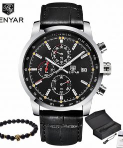 BENYAR Fashion Casual Mens Watches Luxury Brand Leather Business Quartz Watch Men Waterproof Wristwatch Relogio Masculino