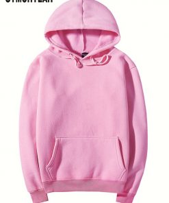 GYMOHYEAH pink high quality autumn Winter fashion men hoodies cotton thicken fleece mens pullover tracksuit mens sweatshirt